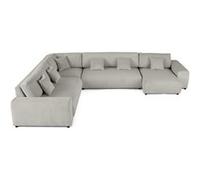 Garance - canapé modulable d'angle gauche - 8 places - en velours côtelé - Gris clair