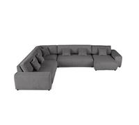 Best mobilier - Canapé modulable d'angle gauche Garance - 8 places - en velours côtelé - Gris foncé