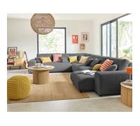 Garance - canapé modulable d'angle gauche - 8 places - en velours côtelé - Gris foncé Gris foncé