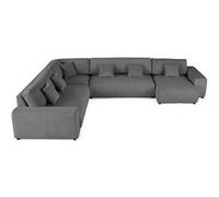 Best mobilier - Canapé modulable d'angle gauche Garance - 8 places - en velours côtelé - Gris foncé