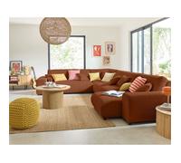 Garance - canapé modulable d'angle gauche - 8 places - en velours côtelé - Terracotta