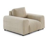 Garance - fauteuil en velours côtelé grosses côtes - Beige