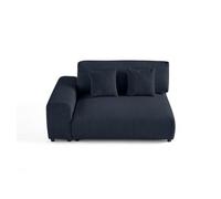Garance - module d'assise 2 places avec accoudoir gauche - en velours côtelé - Bleu nuit