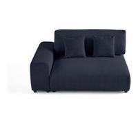 Garance - module d'assise 2 places avec accoudoir gauche - en velours côtelé - Bleu nuit Bleu nuit G
