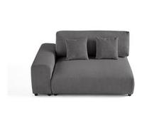 Garance - module d'assise 2 places avec accoudoir gauche - en velours côtelé - Gris foncé