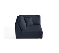 Garance - module d'assise d'angle réversible - en velours côtelé - Bleu nuit