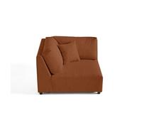 Garance - module d'assise d'angle réversible - en velours côtelé - Terracotta