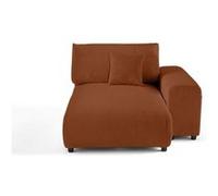 Garance - module d'assise méridienne droit - en velours côtelé - Terracotta