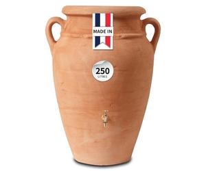 GARANTIA Amphore 2en1 Récupérateur d’Eau de Pluie 250L Terracotta - Réservoir décoratif Style Antique avec Bac à Plantes - Cuve d’Eau Robuste et esthétique pour Jardin et Terrasse