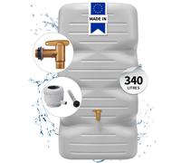 GARANTIA CUBUS cuve de jardin kit complet 340 litres gris béton incl. robinet de sortie en plastique et raccord de descente