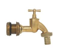 GARANTIA Ensemble Robinet en laiton 3/4'', Robinet de Vidange Résistant pour Récupérateur d’Eau de Pluie, Robinet en Laiton Massif avec Poignée Ergonomique et Raccord Étanche pour Cuve