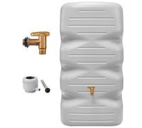 GARANTIA Kit Réservoir de Jardin CUBUS 340 L, Gris béton INCL. Robinet de vidange en Plastique et raccord de Descente