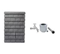 GARANTIA Kit Réservoir Mural ROCKY Junior 300 L, granite foncé incl. robinet chromé et raccord de descente