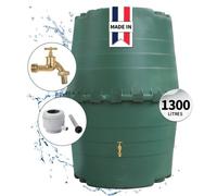 GARANTIA Kit Réservoir TOP-Tank 1300 L vert avec ensemble robinet laiton et collecteur Eco de luxe gris