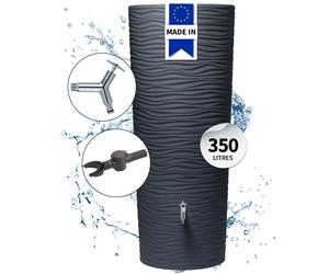 GARANTIA NATURA 2in1 réservoir d’eau de pluie kit complet 350 litres gris graphite incl. robinet chromé design et raccord de descente