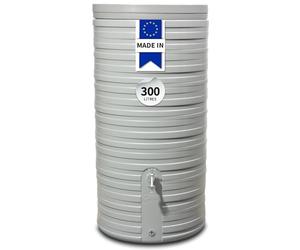 GARANTIA Nordic Récupérateur d’Eau de Pluie 300L Gris Clair avec Couvercle - Cuve Design et Durable pour Jardin, terrasse et extérieur - Réservoir d’Eau Pluie écologique