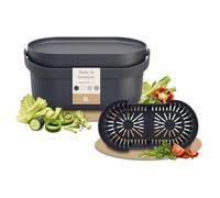 GARANTIA Nova composteur de Cuisine 5 L Gris Graphite avec Tamis intérieur | Poubelle suspendue avec couvercle anti-odeur, fixation au placard, poignée, pièces amovibles lavables au lave-vaisselle.