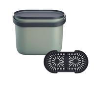 Garantia NOVA seau à compost de cuisine 8 L compact, agave et gris graphite | Poubelle suspendue avec couvercle anti-odeur, tamis amovible, fixation au placard et poignée de transport en plastique