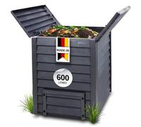 GARANTIA Thermo-Wood Composteur de Jardin 600L Brun - Bac à Compost Extérieur en Bois Recyclé - Composteur Écologique Robuste pour Déchets Organiques et Jardin