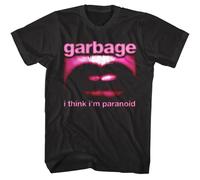 Garbage Paranoid Lips Men's T Shirt Mouth Alt Rock Band Song Concert Tour Merch