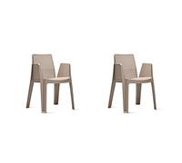 GARBAR Play Lot de 2 chaises d'extérieur avec accoudoirs | Jardin, terrasse, Balcon, Pique-Nique, Camping, Restauration, événements, réunions | Design, léger, empilable | Sable