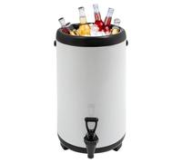 Garbenat Distributeur de boissons, 12 l, isotherme, en acier inoxydable, fontaine d'eau chaude et froide, avec robinet, distributeur de boissons pour café, chocolat, thé au lait, jus (blanc)