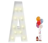 Garbenat Lettres lumineuses LED de 91,5 cm - Lettres lumineuses géantes - Décoration 3D - Avec 10 ampoules LED - Lumière chaude - Grandes lettres lumineuses pour anniversaire, fête (A)