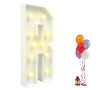 Garbenat Lettres lumineuses LED de 91,5 cm - Lettres lumineuses géantes - Décoration 3D - Avec 10 ampoules LED - Lumière chaude - Grandes lettres lumineuses - Pour anniversaire, fête (R)