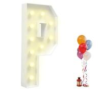 Garbenat Lettres lumineuses LED de 91,5 cm - Lettres lumineuses géantes - Décoration 3D - Avec 10 ampoules LED - Lumière chaude - Grandes lettres lumineuses pour anniversaire, fête (P)