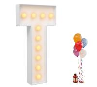 Garbenat Lettres lumineuses LED de 91,5 cm - Lettres lumineuses géantes - Décoration 3D - Avec 10 ampoules LED - Lumière chaude - Grandes lettres lumineuses pour anniversaire, fête (T)