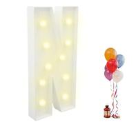 Garbenat Lettres lumineuses LED de 91,5 cm - Lettres lumineuses géantes - Décoration 3D - Avec 10 ampoules LED - Lumière chaude - Grandes lettres lumineuses pour anniversaire, fête (N)