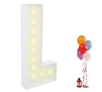 Garbenat Lettres lumineuses LED de 91,5 cm - Lettres lumineuses géantes - Décoration 3D - Avec 10 ampoules LED - Lumière chaude - Grandes lettres lumineuses pour anniversaire, fête (L)