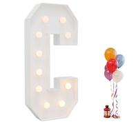Garbenat Lettres lumineuses LED de 91,5 cm - Lettres lumineuses géantes - Décoration 3D - Avec 10 ampoules LED - Lumière chaude - Grandes lettres lumineuses pour anniversaire, fête (C)