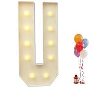 Garbenat Lettres lumineuses LED de 91,5 cm - Lettres lumineuses géantes - Décoration 3D - Avec 10 ampoules LED - Lumière chaude - Grandes lettres lumineuses pour anniversaire, fête (U)