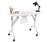Garbenat Table à ongles avec aspiration - Table de manucure mobile avec | Design pliable - Débit d'air de 100 CFM - Avec sac d'aspirateur, coussinet de poignet et sac de transport - Pour salon de