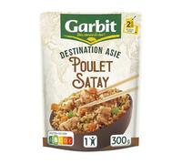 GARBIT - Plat Cuisiné Poulet Satay Destination Asie - 1 repas complet · Recette à l'Indonésienne · 2min au Micro-Ondes - le paquet de 300g - Le Lot De 4