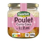 GARBIT - Plat Prêt Poulet au Curry Coco, Saveur Exotique et Texture Onctueuse (Bocal 300g) - Le lot de 3