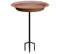 Garbuildman Baignoire à Oiseaux autoportante Extra Large, décoration Amovible avec Support en métal et mangeoire à Oiseaux pour Jardin extérieur, Style Ovale, Chocolat