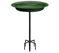 Garbuildman Baignoire à Oiseaux avec Base à 5 Dents améliorée avec Piquet en métal, Bol décoratif Amovible, Spa et mangeoire à Oiseaux autoportante pour Jardin extérieur, Style Ovale, Vert