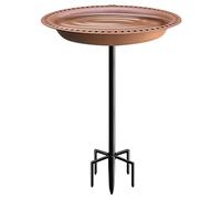 Garbuildman Bain d'oiseaux avec Base à 5 Dents améliorée avec Piquet en métal, Bol décoratif Amovible, Spa et mangeoire à Oiseaux autoportante pour Jardin extérieur, Style Ovale, Marron