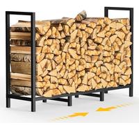 Garbuildman Range-bûches d'extérieur robuste de 1,2 m, étagère à bois de chauffage avec 8 pieds et empilable réglable, rangement de bois de chauffage résistant à la rouille pour jardin, abri de jardin