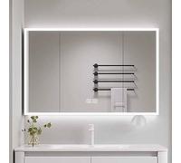 GArcan Armoire de Toilette Lumineux avec Éclairage LED, Armoire Miroir de Anti-buée avec Bouton Tactile Intelligent, Armoire à Pharmacie Murale de Salle de Bain, étanche, 100x70x13cm (Color : A, Si