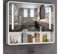 GArcan Armoire Murale Intelligent avec Éclairage, Armoire de Toilette avec Anti-buée Miroir et LED Illumination, Armoire de Rangement Murale, Bouton Tactile (Color : A, Size : 70CM)