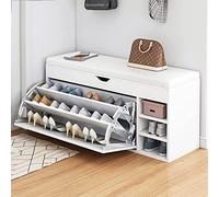 GArcan Banc d'entrée avec Rangement caché pour Chaussures, Banc à Chaussures pour Enfants et Adultes Meuble à Chaussures rembourré en Cuir (Couleur : Blanc, Taille : 100 x 50 x 31 cm)