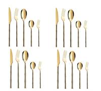 GaRcan Couverts 20 pièces en Forme de Bambou doré, Service de Table, Vaisselle de Table, cuillère, Couteau, Fourchette à Dessert, Lave-Vaisselle (Or)