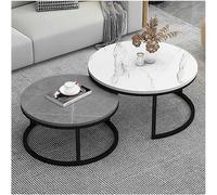 GArcan Ensemble de 2 Tables Basses gigognes, Ensemble de Tables Basses gigognes Modernes pour Le Salon, Table Basse Ronde, Table d'appoint empilable Effet marbre, pour Bureau, Balcon