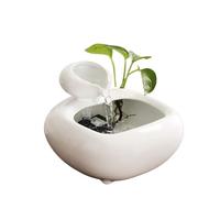 GaRcan Fontaine de Bureau en Céramique Blanche Circulation de l'Eau Qui Coule Invitation de Richesse Fontaine de Table Décoration de Bureau