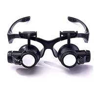 GaRcan Loupe montée sur la tête Lunettes Serre-tête Lampe Frontale Loupe Mains Libres réglable pour Loisirs, Bijouterie, Couture, Artisanat, beauté et Personnes âgées 2 LED 25X, 20X, 15X, 10X