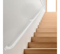 GArcan Main Courante d'escalier Blanche de 1 m, 1,5 m, 2 m, 2,4 m, 3 m, 3,6 m, Rampe d'escalier pour intérieur et extérieur, Support Mural pour Rampe d'escalier, Support de Pied - mène Directement