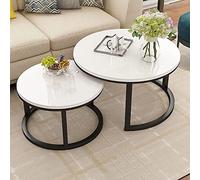 GArcan Table Basse gigogne, Ensemble de 2 Tables gigognes Rondes, Table d'appoint d'appoint Moderne, Table de canapé en Verre trempé, pour Salon, Balcon, Bureau, Pieds en métal, Assemblage Facile (